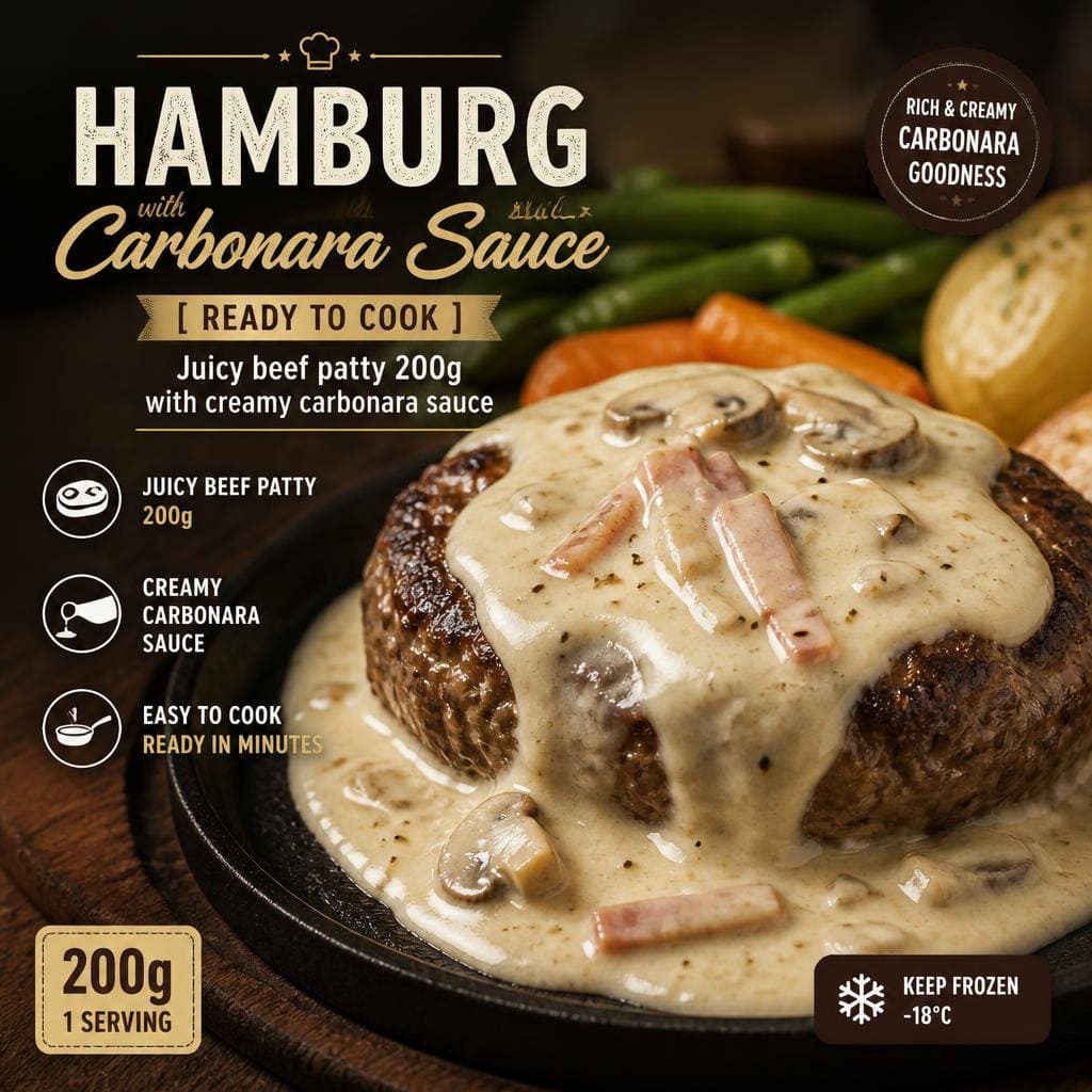 Hamburg with Carbonara Sauce Yakiniku Like